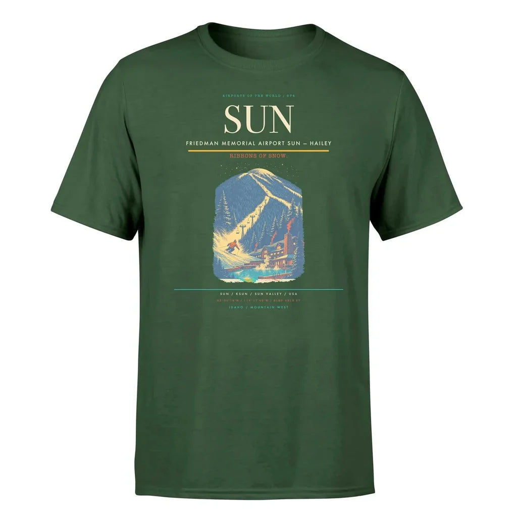 Friedman Memorial Airport (SUN) T-Shirt single-side front print in Dark Green | friedman-memorial-airport-sun-double-side-t-shirt
