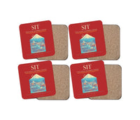 Thumbnail for Sitka Rocky Gutierrez Airport (SIT) design on red 4 pieces set coaster