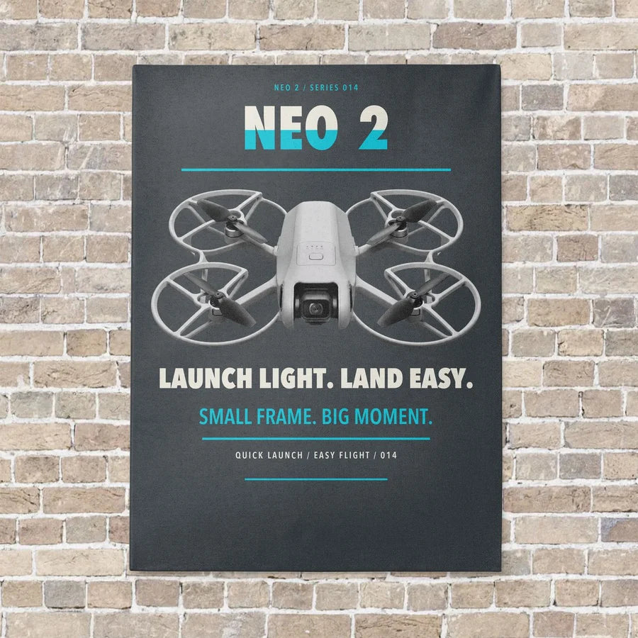 DJI Neo 2 vertical canvas print - no frame - gray background