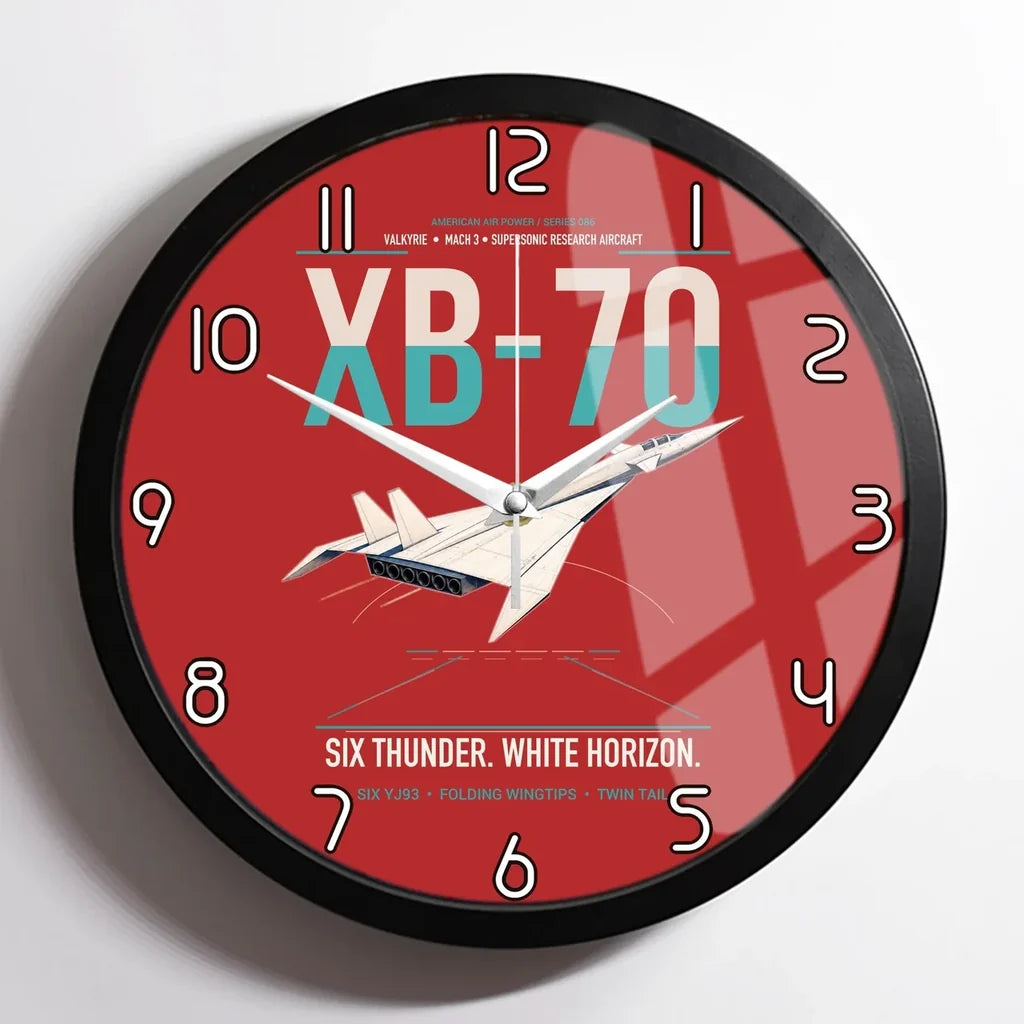 XB-70A Valkyrie design on red framed wall clock