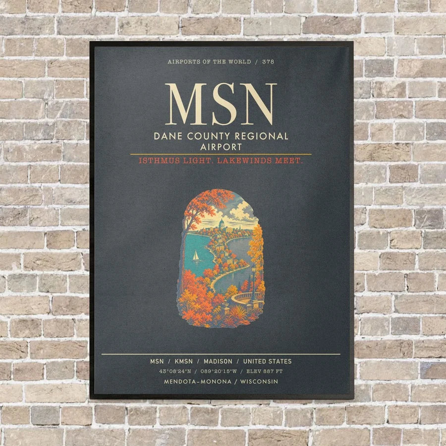 Dane County Regional Airport Madison MSN - Canvas Framed - Gray