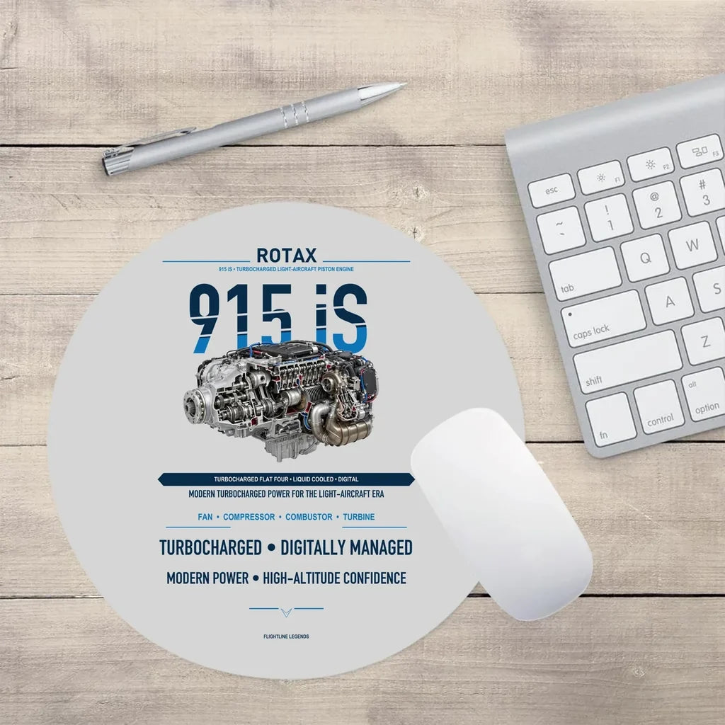 915 iS design on light gray round mouse pad