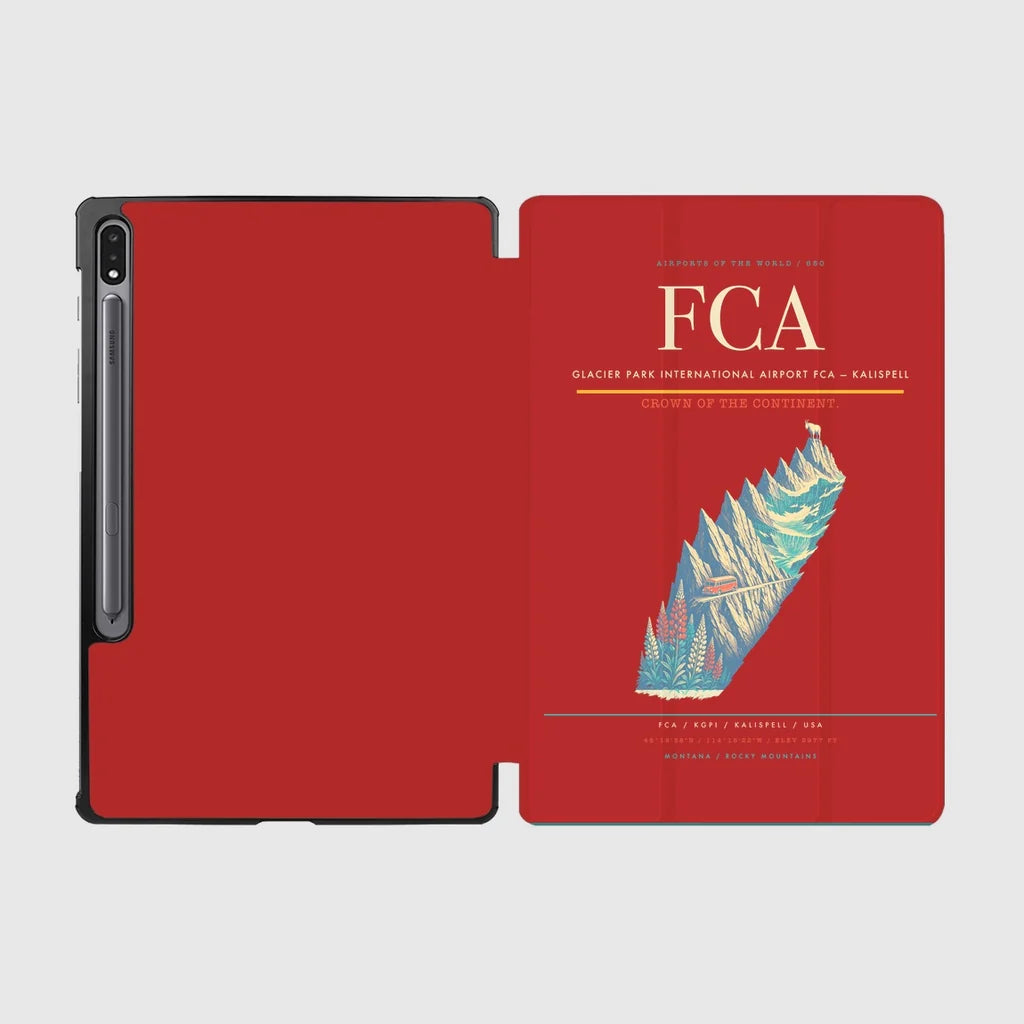Glacier Park International Airport (FCA) design on red samsung tablet tablet case
