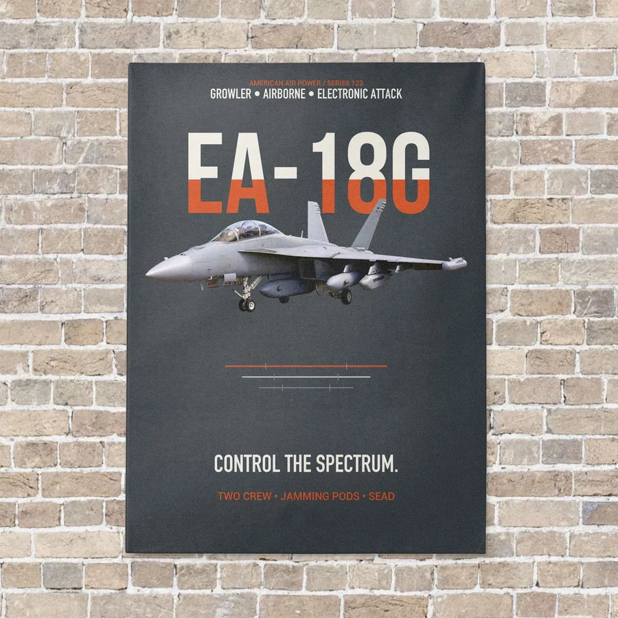 EA-18G Growler Control The Spectrum vertical canvas print - no frame - gray background