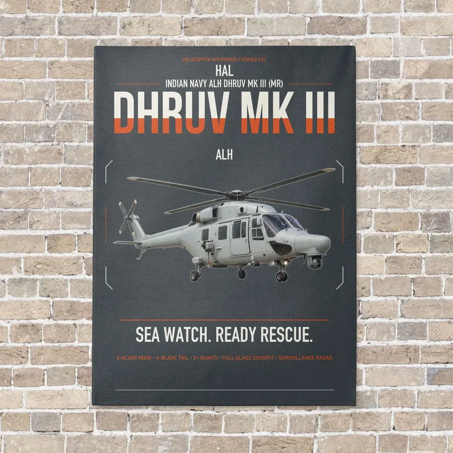 HAL ALH Dhruv Mk III vertical canvas print - no frame - gray background