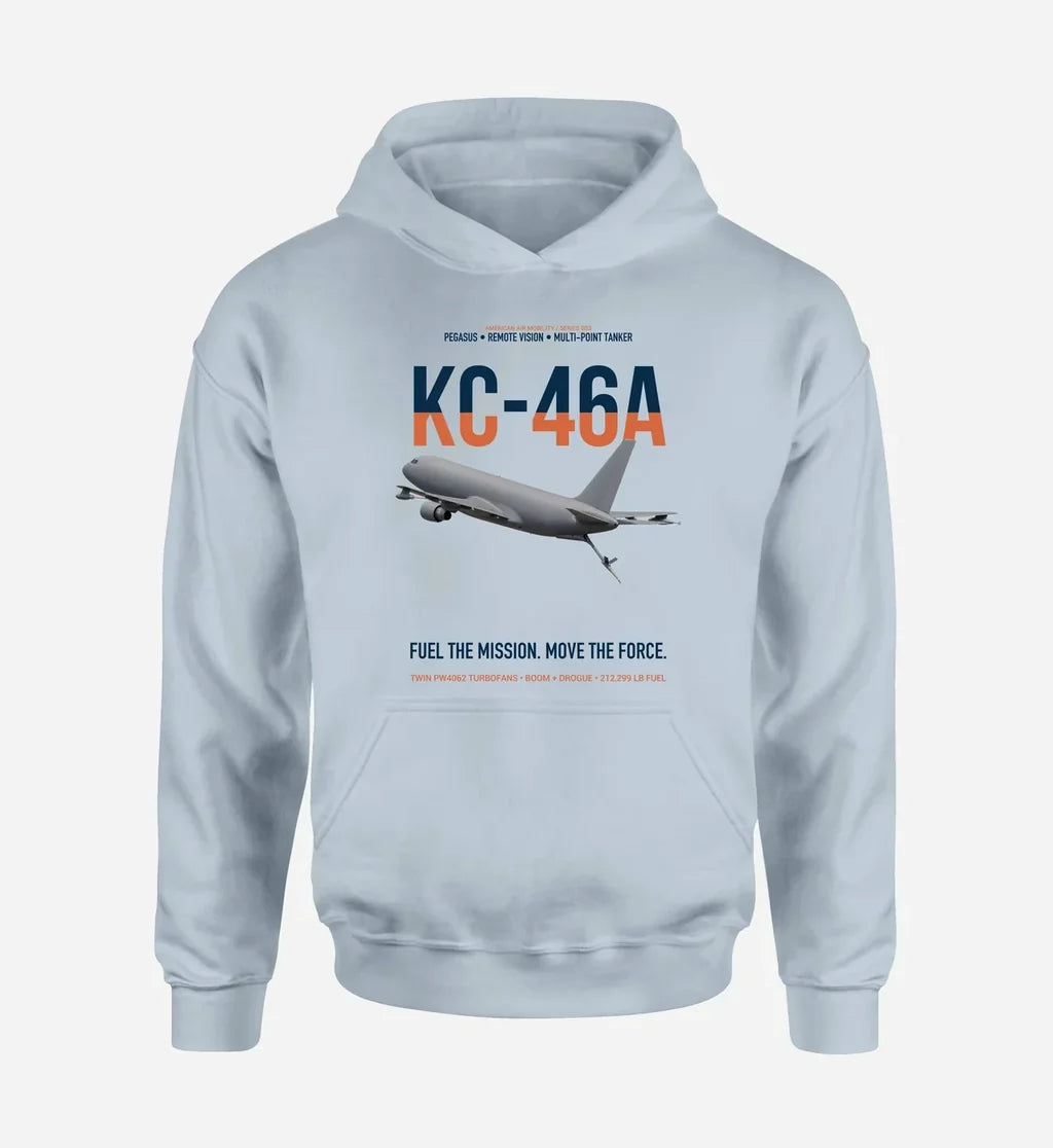 KC-46A PEGASUS design on light blue double-side hoodie, single-side print