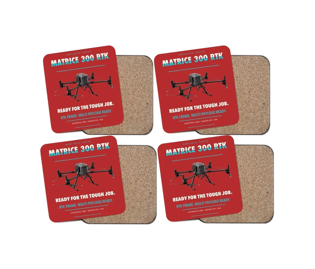 DJI Matrice 300 RTK design on red 4 pieces set coaster