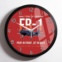 Thumbnail for FR-1 Fireball Prop in Front Jet in Back design on red framed wall clock