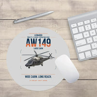 Thumbnail for Leonardo AW149 design on light gray round mouse pad