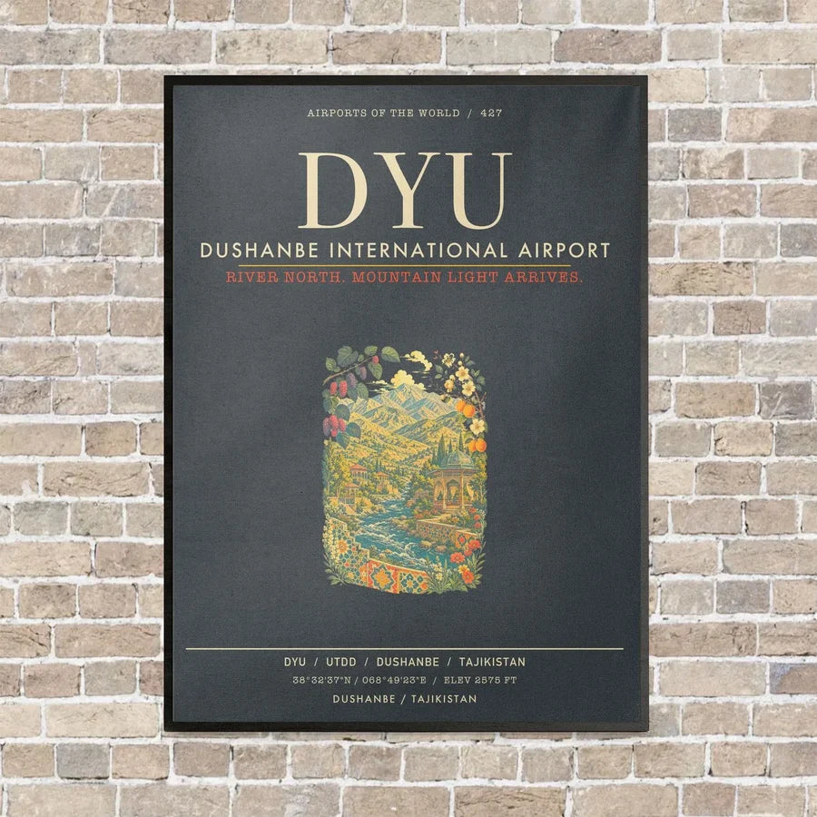 Dushanbe International Airport DYU - Canvas Framed - Gray
