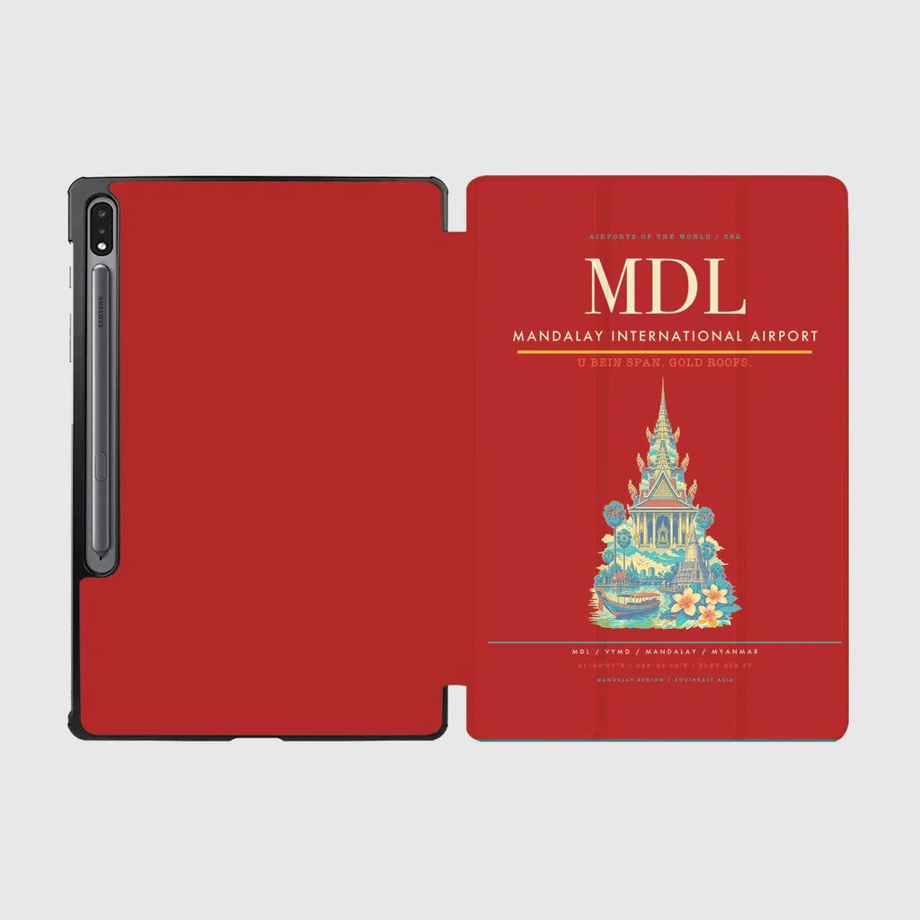 Mandalay International Airport (MDL) design on red samsung tablet tablet case