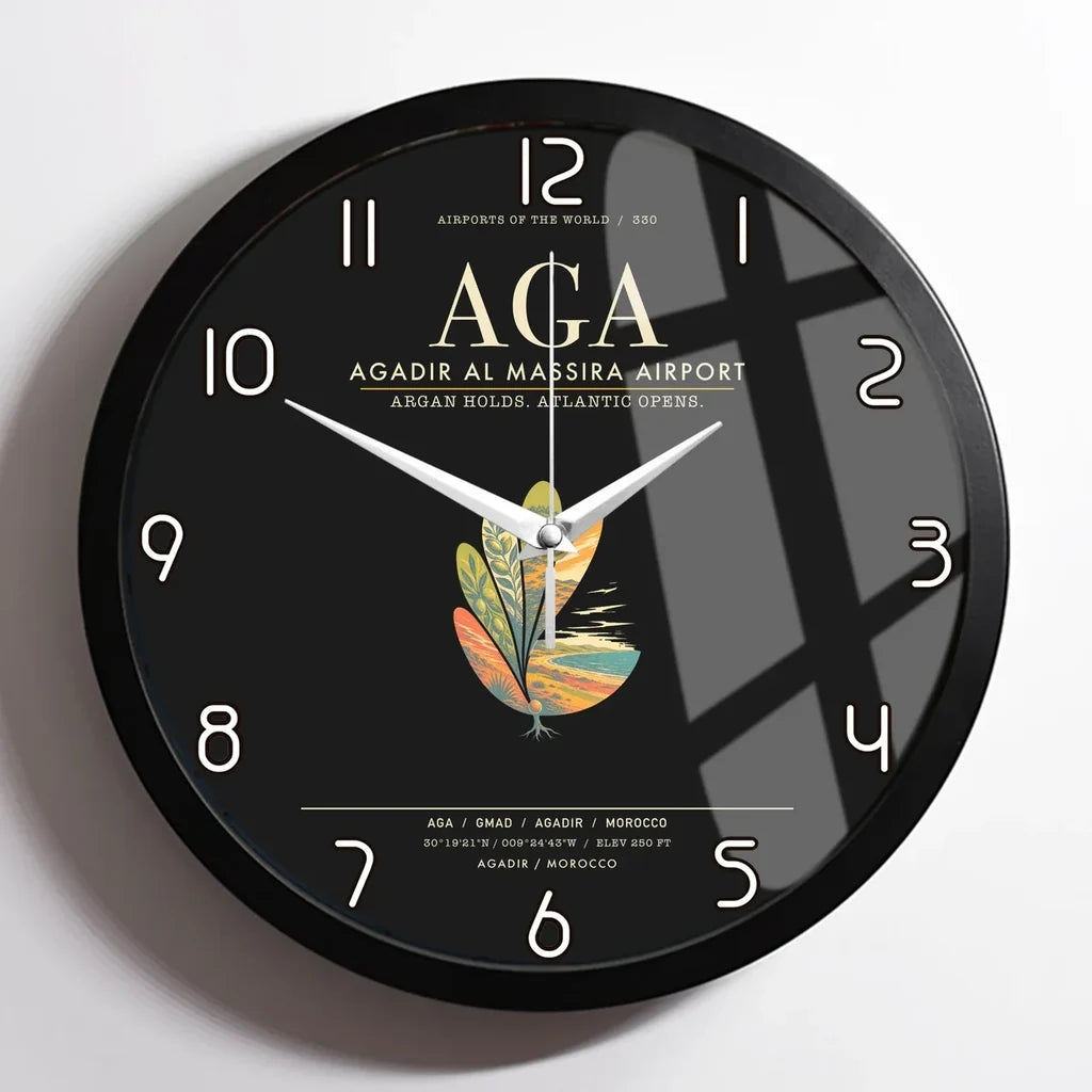Agadir Al Massira Airport AGA Wall-Clock Framed - Black