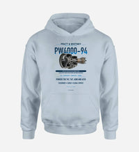 Thumbnail for PW4000-94 design on light blue hoodie single side