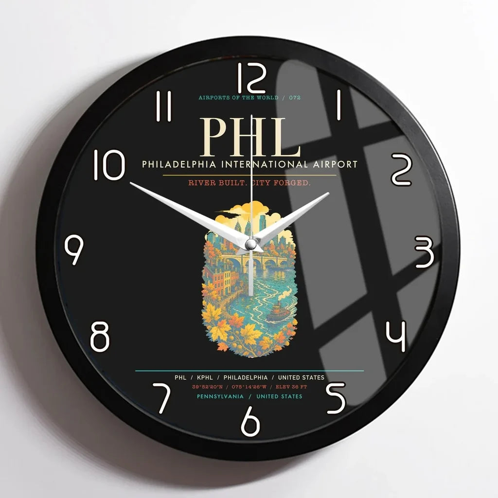 Philadelphia International Airport PHL Wall-Clock Framed - Black