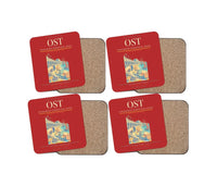 Thumbnail for Ostend-Bruges International Airport (OST) design on red 4 pieces set coaster