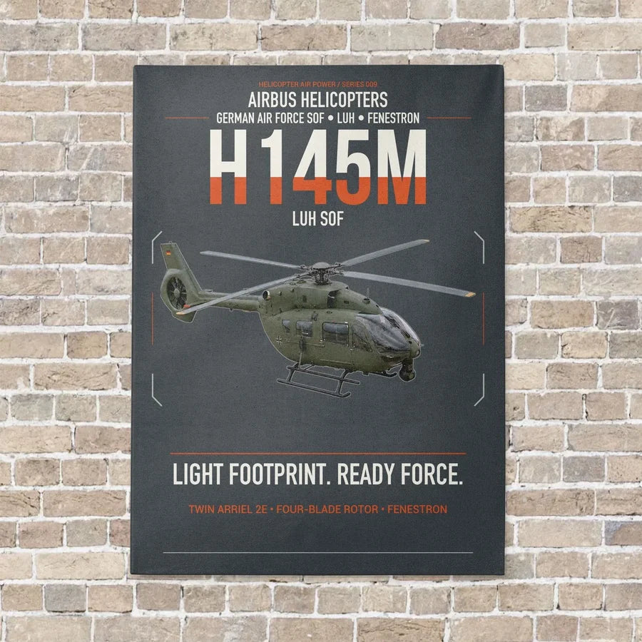 Airbus Helicopters H145M LUH SOF vertical canvas print - no frame - gray background