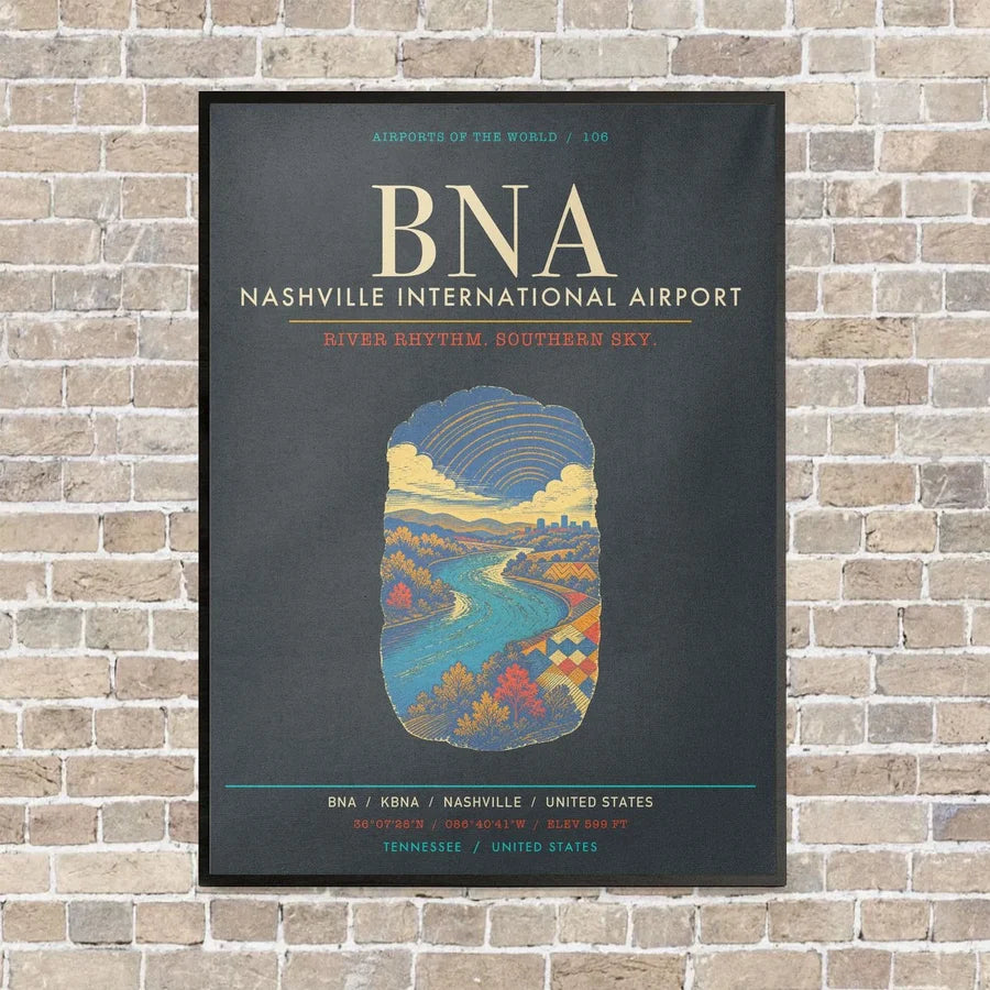 Nashville International Airport BNA - Canvas Framed - Gray