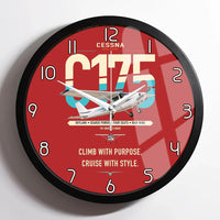 Thumbnail for Cessna 175 Skylark design on red framed wall clock