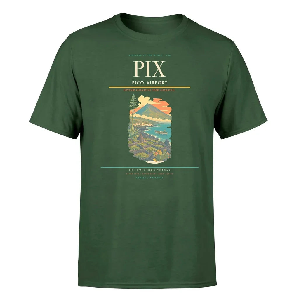 Pico Airport (PIX) T-Shirt single-side front print in Dark Green | pico-airport-pix-double-side-t-shirt