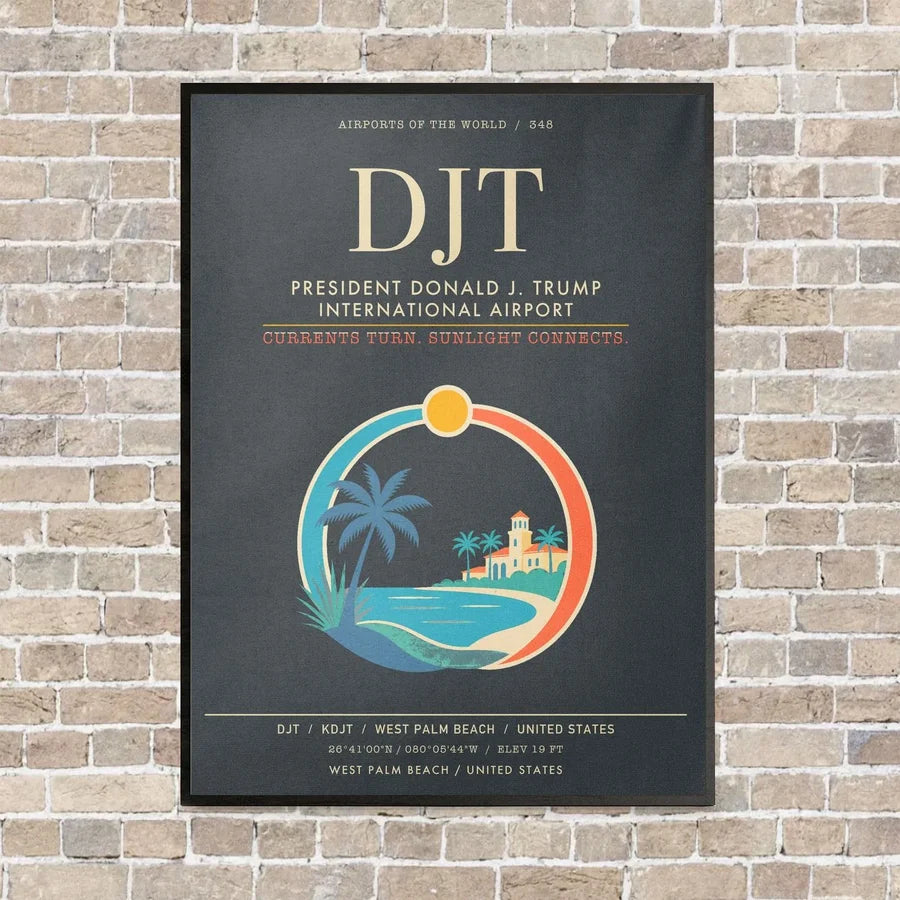 President Donald J. Trump International Airport DJT - Canvas Framed - Gray
