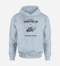 Thumbnail for Sud Aviation SA 321G Super Frelon design on light blue double-side hoodie, single-side print