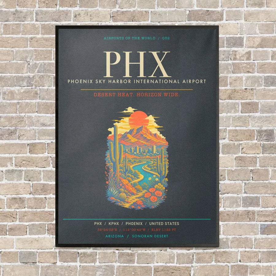 Phoenix Sky Harbor International Airport PHX - Canvas Framed - Gray