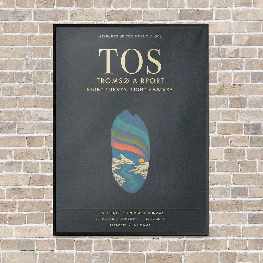 Troms Airport TOS - Canvas Framed - Gray