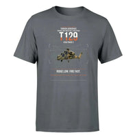 Thumbnail for Turkish Aerospace T129 ATAK Phase 2 design on gray t-shirt, single-side print