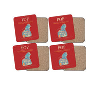 Thumbnail for Gregorio Luperón International Airport (POP) design on red 4 pieces set coaster