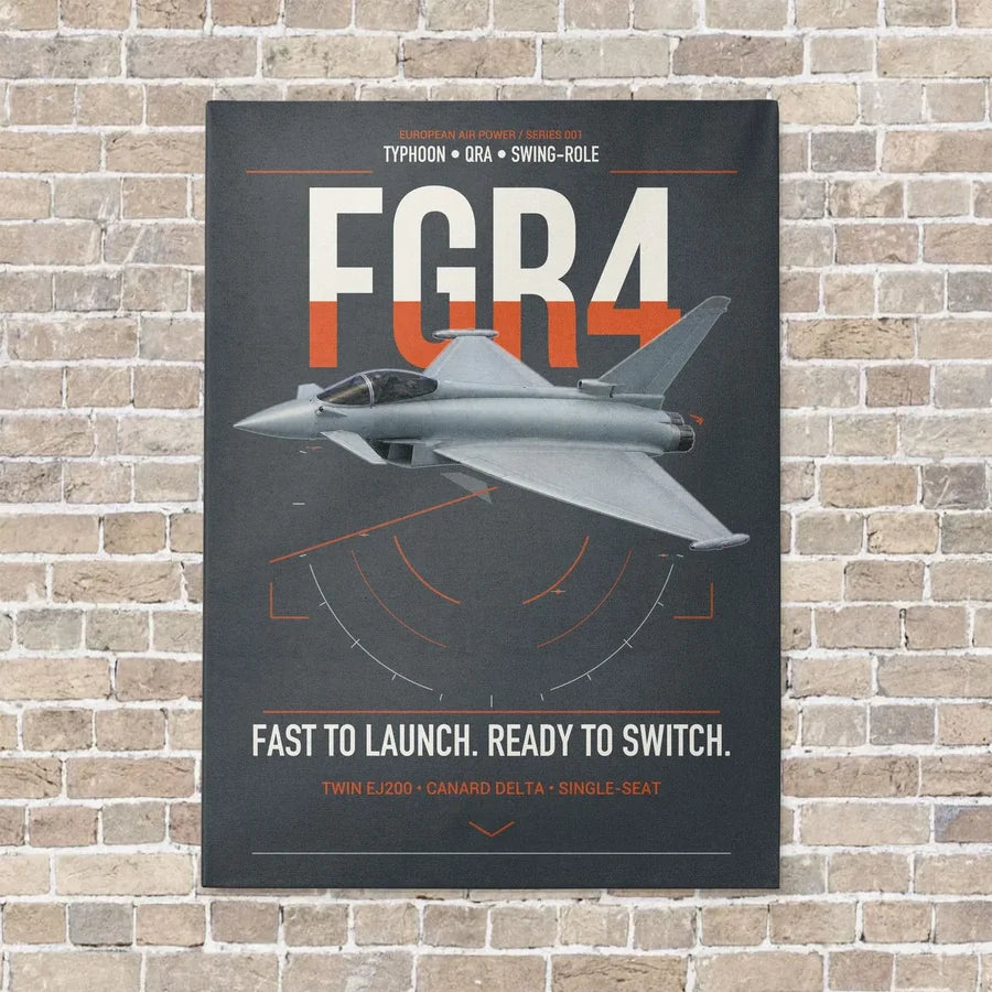 Eurofighter Typhoon FGR4 vertical canvas print - no frame - gray background