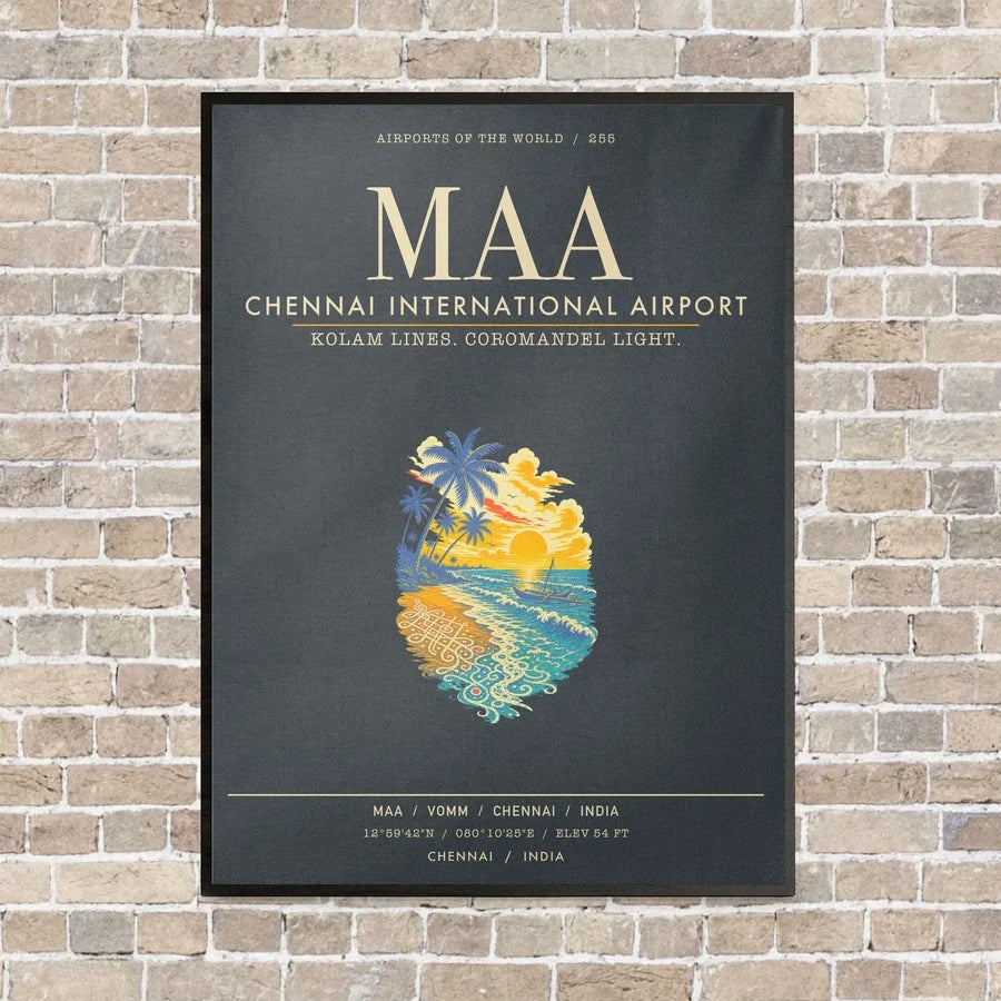 Chennai International Airport MAA - Canvas Framed - Gray