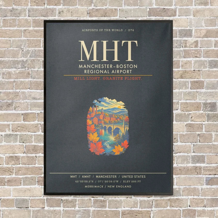 ManchesterBoston Regional Airport MHT - Canvas Framed - Gray