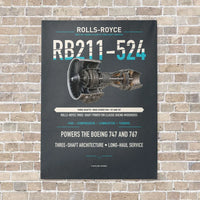 Thumbnail for RB211-524 vertical canvas print - no frame - gray background