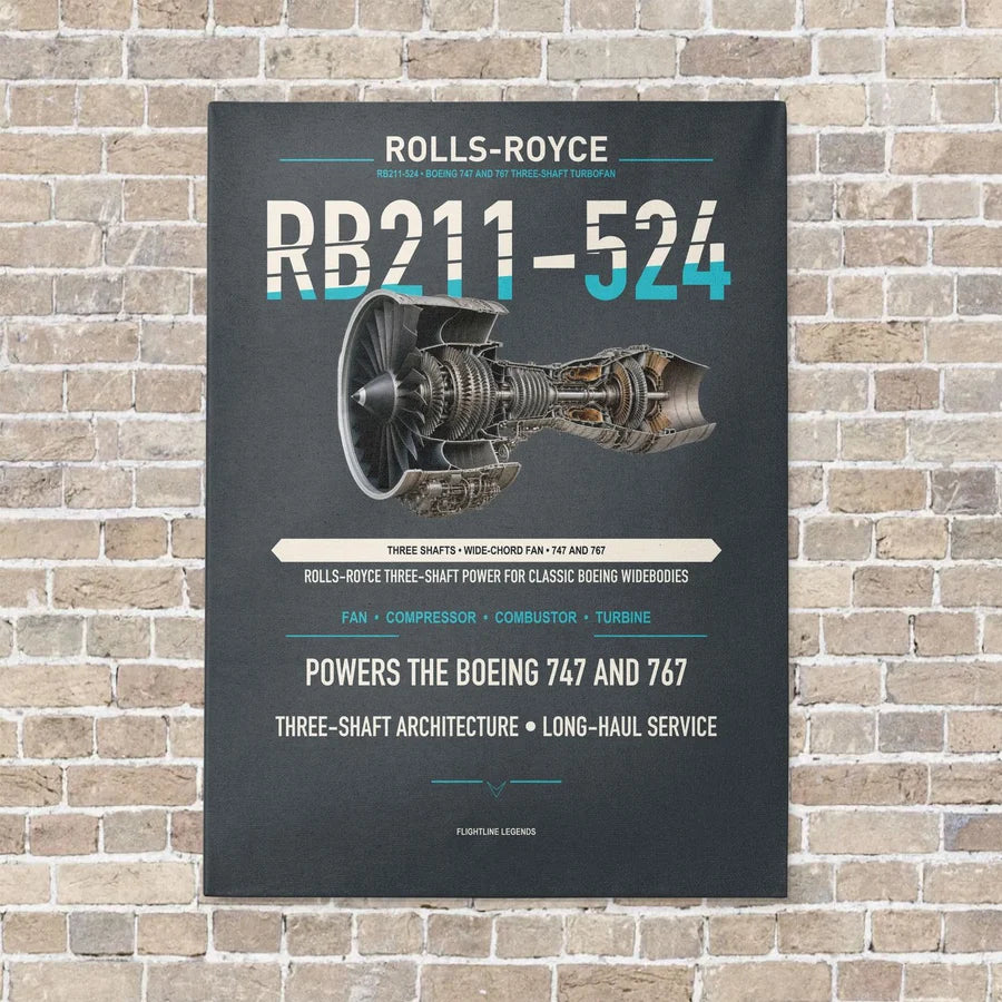 RB211-524 vertical canvas print - no frame - gray background