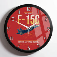 Thumbnail for F-15C Eagle design on red framed wall clock