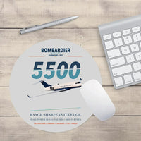 Thumbnail for Bombardier Global 5500 design on light gray round mouse pad