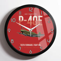 Thumbnail for P-40E Warhawk design on red framed wall clock