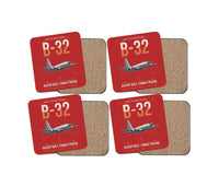 Thumbnail for B-32 Dominator design on red 4 pieces set coaster