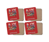 Thumbnail for Boeing P-12E design on red 4 pieces set coaster