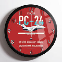 Thumbnail for Pilatus PC-24 design on red framed wall clock