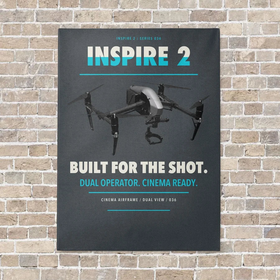 DJI Inspire 2 vertical canvas print - no frame - gray background