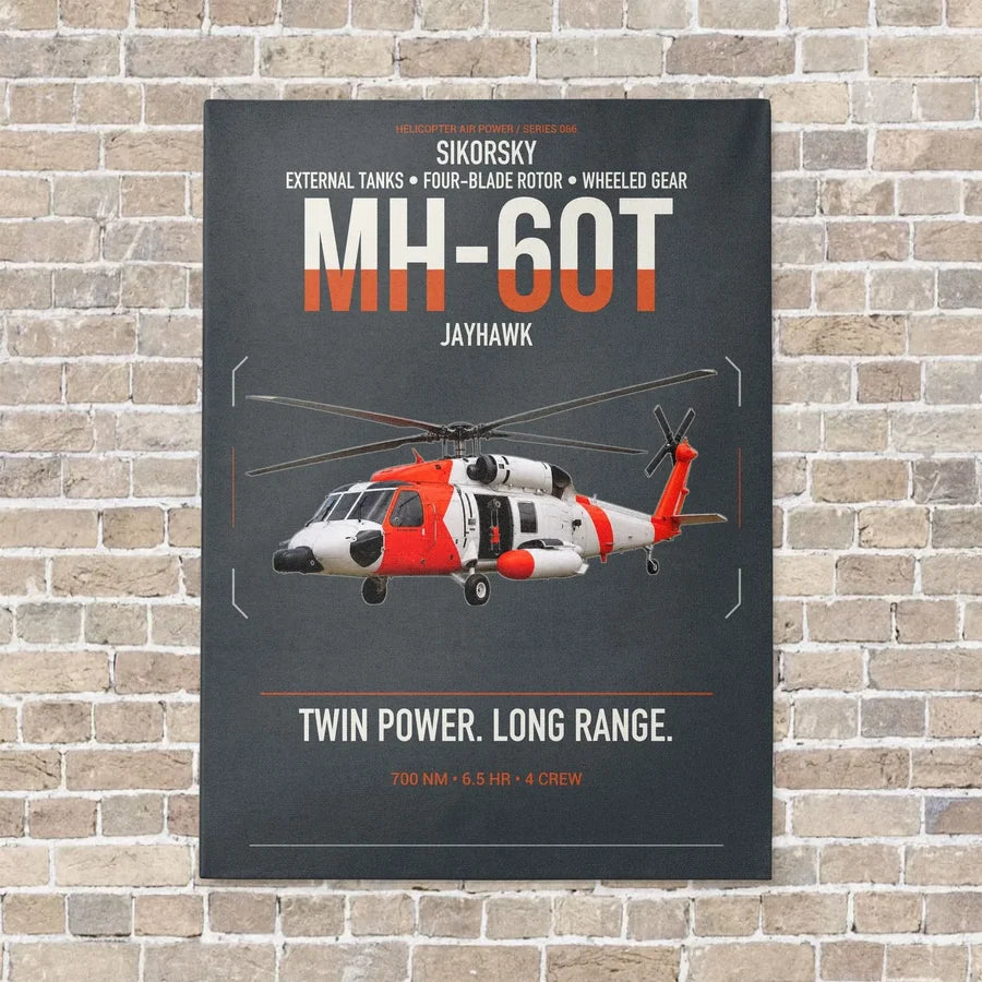 Sikorsky MH-60T Jayhawk vertical canvas print - no frame - gray background