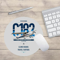 Thumbnail for Cessna 182 Skylane design on light gray round mouse pad