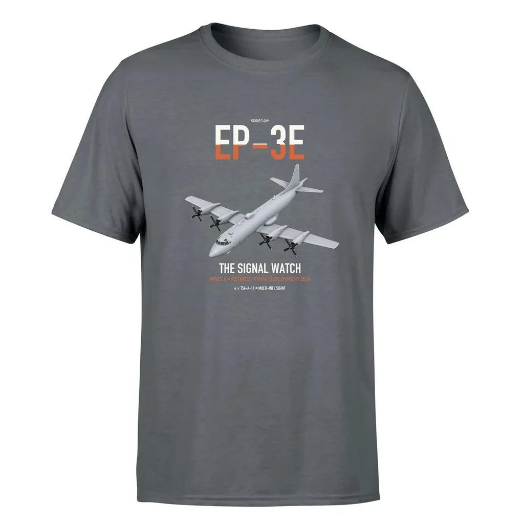 EP-3E ARIES II design on gray double-side t-shirt, single-side print