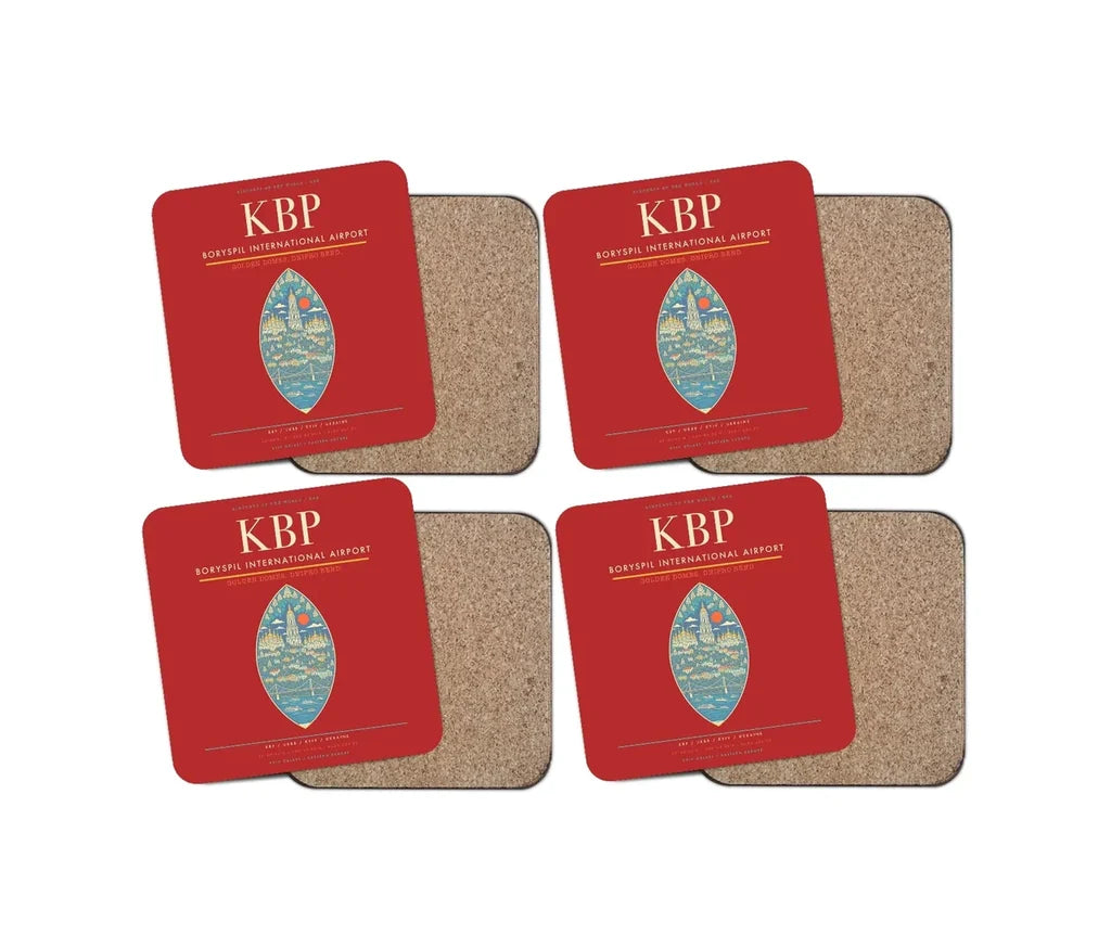 Boryspil International Airport KBP Coaster 4-Pieces-Set - Red