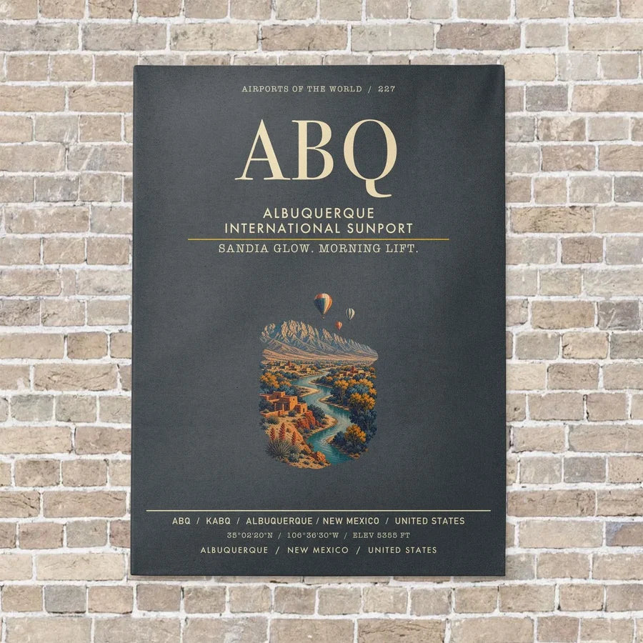 Albuquerque International Sunport ABQ vertical canvas print - no frame - gray background