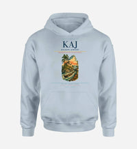 Thumbnail for Kajaani Airport (KAJ) design on light blue hoodie single-side print