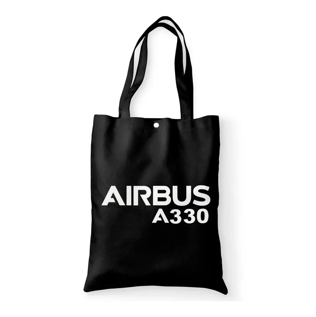 Airbus A330 & Text aviation print tote bag, canvas.