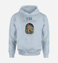 Thumbnail for Erbil International Airport (EBL) design on light blue hoodie single-side print