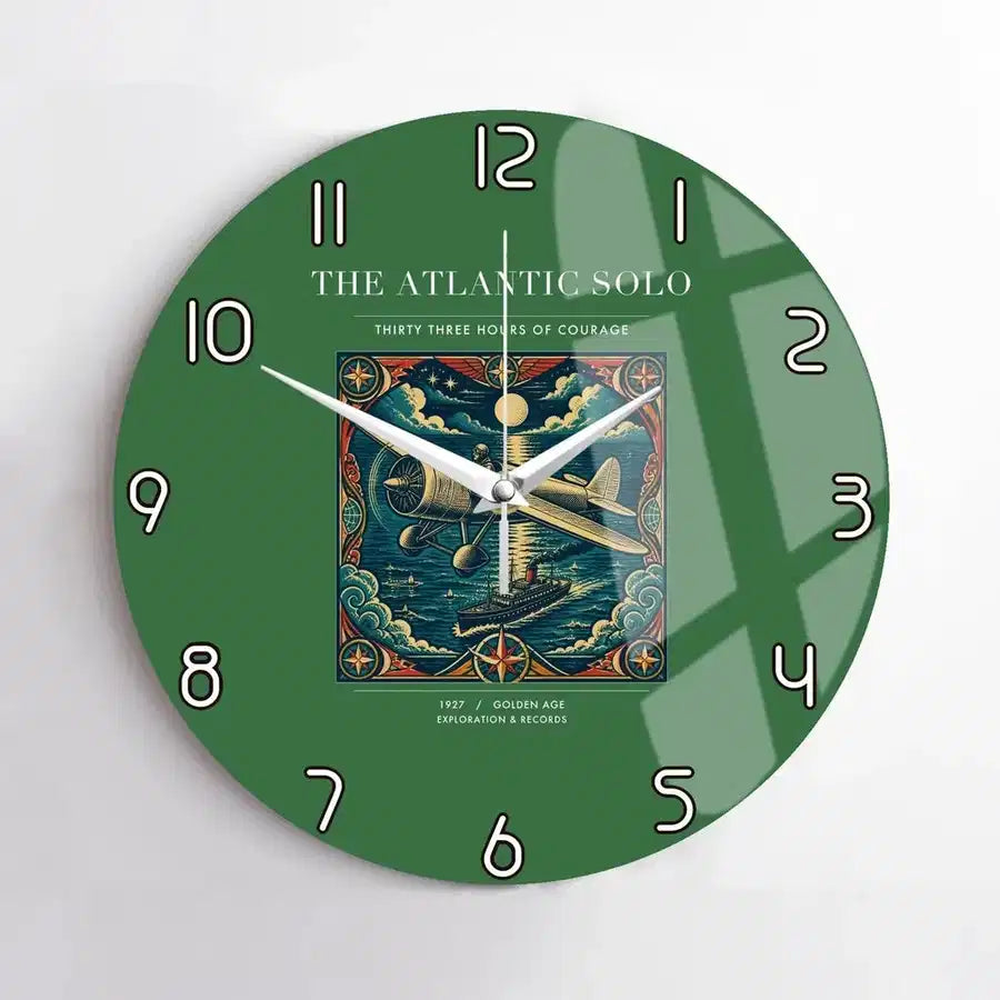 VINTAGE G4018 - The Atlantic Solo - Designed Wall Clocks design on green no-frame